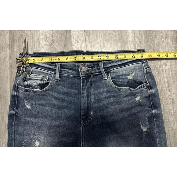 Judy Blue Jean Womens 9/29 Blue Straight Fit Raw Hem Stretch Denim DIstressed - Picture 6 of 13